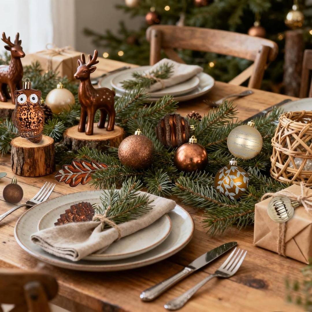 Brown Christmas Ornaments Set