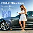 Portable Air Compressor, 150 PSI Air Pump for Car Tires with Power Bank, 12V DC Car Plug, Fast Inflation 25L/Min,Auto Shut-Off and Digital Display for Cars, Motorcycles, Bicycles, Balls