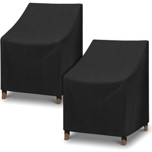 SunPatio Outdoor Dining Chair Covers Waterproof, Patio Chair Covers for Outdoor Furniture, Fade Resistant Lawn Furniture Covers, All Weather Protection, 2Pack - 27" W x 29" D x 35" H, Black