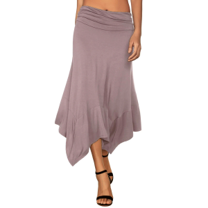 Women's Flowy Handkerchief Hemline Midi Skirt Size Medium Tan