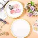 AimFun White Scalloped Party Plates Gold Foil Border Paper Plates Disposable 9inch Serving Plates for Birthday Wedding Bridal Baby Shower Party Supplies (48, White)
