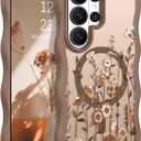 GUAGUA for Samsung Galaxy S26 Ultra Case, Magnetic Cases Cute Flower Pattern Wavy Edge Full Camera Protection Anti-Slip Bumper Women Girls Boys Slim Protective Phone Case for Galaxy S26 Ultra, Brown