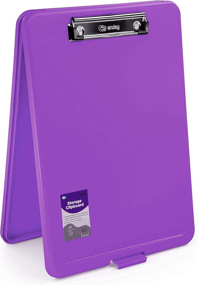 2 x Clipboard with Storage Purple, Letter Size Storage Clipboard with Compartments Case for Nurse Teachers Plastic Translucent Holds 100 Sheets Also Avail. in Green, Pink, Red, Blue, Grey, Black-by Enday