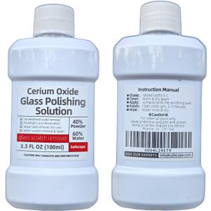 3.3oz (100ml) Cerium Oxide Glass Polishing Liquid  Deep Cleaning & Removes Wiper Marks, Swirls, Water Spots & Windshield Cleaner & Remover for Minor Glass Scratches Shake Well Before use