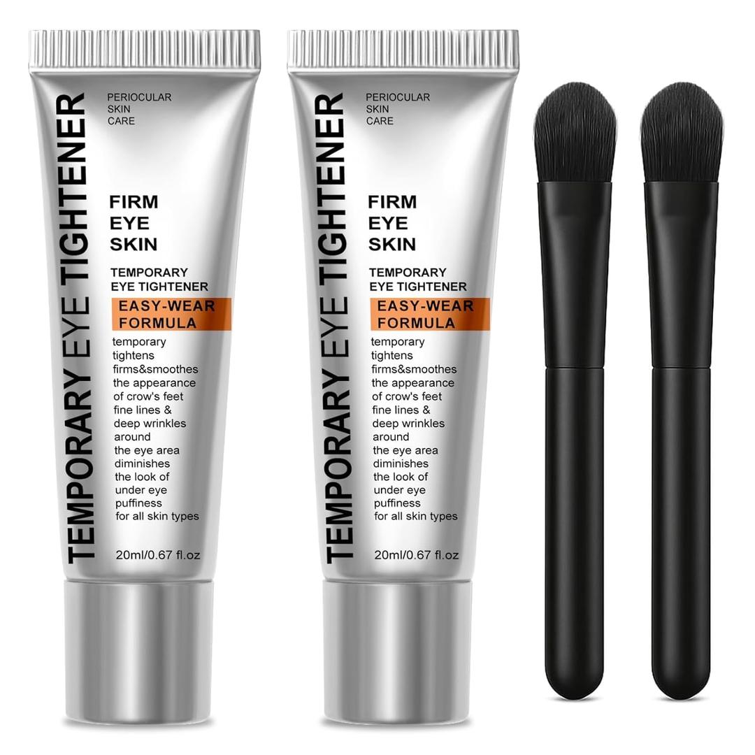 Perfection Eye Tightener Cream, Instant Firming Lifting Eye Cream for Wrinkles, Puffiness & Fine Lines, Gentle Skin Care All Skin Types-White-(2PCS with 2 Brushes)