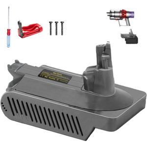V10 Adapter for Milwaukee to for Dyson V10, Battery Converter for Milwaukee M-18 18V Li-ion Battery to for Dyson Cyclone V10 Animal Absolute Fluffy SV12 Vacuum Cleaner W/Trigger Lock&Screwdriver