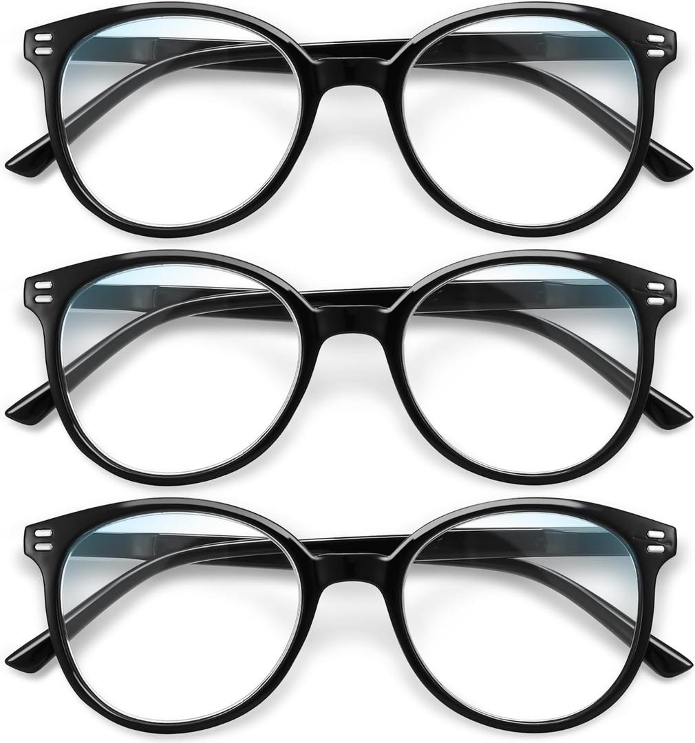 GIBLOGO Reading Glasses for Women/Men Eye Glasses Blue Light Reading Glasses Cheaters Eyeglasses (A1 3 Pack Black) Magnification Strength: 4.0 x