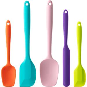Silicone Spatula Set, 5 Piece Food Grade Rubber Spatulas for Baking, Cooking, and Mixing High Heat Resistant Non Stick Dishwasher Safe BPA-Free (Multicolor)