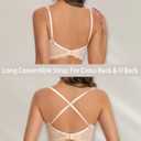 Low Cut Lace Backless Underwire Padded Push Up Plunge Bra Comfort Lowback Bralette Convertible Strap(Beige,36D)