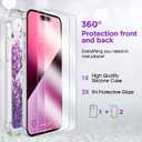 ANSHOW Compatible with iPhone 14 Pro Max Case for Women Girls Liquid Glitter Case,[ with Two Screen Protectors ] Cute Sparkly Clear Shiny Bling Sparkle Phone Cases Clear,Purple