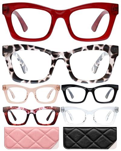 CCVOO 2.0 Stylish Reading Glasses for Women, Stylish Eyeglasses, Blue Light Readers for Women, Cheaters, (A7 Runway Rouge)