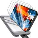 TAURI 4 in 1 for iPhone 15 Pro Max Screen Protector, 3 Pack Tempered Glass Film + 1 Dust Free Easy Installation Tool, 9H Hardness Bubble Free Micro-curved Edges HD Screen Protector for 15 Pro Max