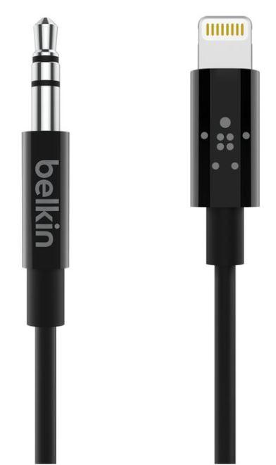 Belkin AV10172bt03-BLK 3.5mm Audio Cable With Lightning Connector, Black, Smartphone