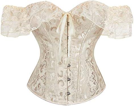 SHYMMUO Corset Top for Women Renaissance Steampunk Bustier Top Sexy Lace Up Corset Top Festival Pirate Halloween Costume Size XXL