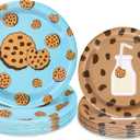 48 Pcs Milk and Cookies Birthday Party Supplies Chocolate Chip Cookie and Milk Disposable Plates 7 & 9 Inch Party Tableware for Birthday Baby Shower Holiday Table Decor Supplies