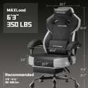 GTPLAYER Big & Tall Gaming Chair, Wide Seat with Footrest, Black | Ergonomic High Back Computer Desk Chair for Adults, Comfort Padded Seat with Lumbar Support Armrests Recliner for Office/Home