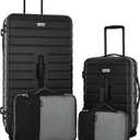 Wrangler Tall Trunk Luggage 4 Piece Set, Black, 17 x 13 x 31 inches