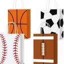 TaoBary 24 Pcs Sports Party Favor Bags Football Baseball Goodie Treat Gift Bags with Handles for Soccer Basketball Baseball Sports Themed Birthday Party Decoration Kids Baby Shower Supplies