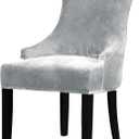 Lellen Velvet Stretch Wingback Chair Cover Slipcover - Reusable Protector Cover for Dining Room Banquet Home Decor etc Machine Washable Hand Washable (Silver Grey, 1PC)