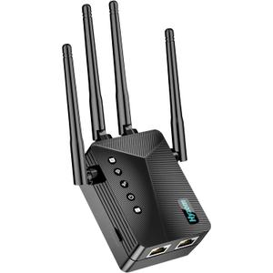 WiFi Extender Signal Booster for Whole Home & Backyard - 10K Sq.Ft Coverage w/4 Antennas | 90% Faster Internet Booster w/Ethernet Port, Easy Setup Wireless Repeater Works with Any Router
