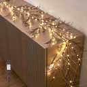 Hairui Lighted Brown Garland 6FT 120 LED Fairy Lights Plug in, Twig Vine with Lights for Christmas Fireplace Mantle Table Decoration Indoor Outdoor