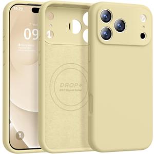 Ktele Magnetic for iPhone 17 Pro Max Case [Compatible with Magsafe] [Premium Silicone Satin-Smooth Touch] Slim Shockproof Anti-Scratch Microfiber Lining Case, 6.9 inch, Creamy Yellow