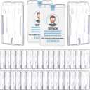 Patelai 50 Pcs Hard Plastic Badge Holder with Thumb Slot Dual Sided Clear Card Holder Badge Protector Vertical ID Holders for Badge Office School Driver's Licenses and Passes