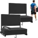 Sekey Stadium Seats with Back Support 2pcs Padded Portable Bleacher Seat with Handle Shoulder Strap - Wide Bleacher Chair with Back and Cushion for Sports & Outdoor Events Black