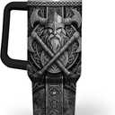 Viking Tumbler Gifts for Men, 40oz Stainless Steel Insulated Coffee Tumbler With Lid & Straw, Travel Cup Gift for Husband Dad, Christmas Birthday
