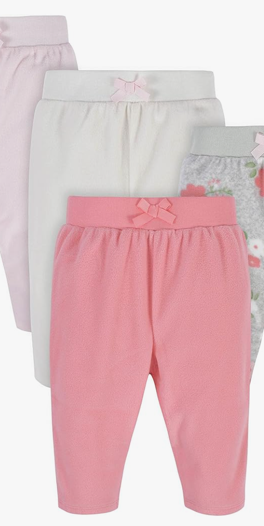 Gerber Baby Girls' 2-Pack Microfleece Pants 12M