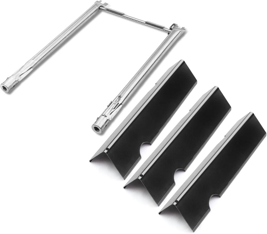 Grill Burner Tubes & 7635 Flavorizer Bars for Weber Spirit GS4 I & II 200 Series, Grill Replacement Parts for Spirit E/S-200 210 220, 15.3" Porcelain Steel Grill Parts for Weber GS4, 67045 69796