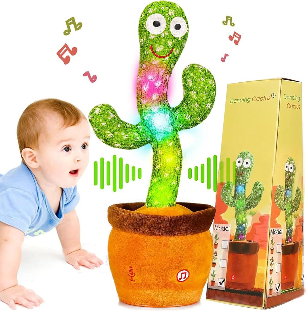 MILEGI Dancing Talking Cactus Toy, Baby Singing Recording Mimicking Cactus Toy, Repeats What You Say, Musical Interactive Infant Toddler Toys for 1 Year Old Boys Girls