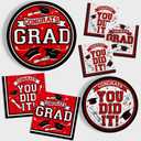 Graduation Party Supplies Dinnerware Set red Disposable dinner paper plates dessert paper plates and Napkins for Congrats Grad Party Decorations, Serve 50