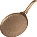 Innerwell 11 inch Nonstick Crepe Pan, Granite Coating Flat Skillet Dosa Tawa Tortilla Pan, Large Pancake Griddle Comal Pan, Compatible with All Stovetops, PFOA Free (Gold)