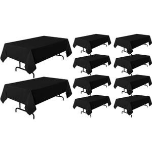 sancua 10 Pack Black Tablecloth 60 x 120 Inch, Rectangle Table Cloth for 8 Feet Table - Stain and Wrinkle Resistant Washable Polyester Table Cover for Dining Tables, Buffet Parties and Camping (10 Pack 60x120 Inch Tablecloth)