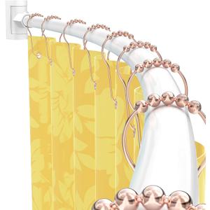 Curved Shower Curtain Rod For Bathroom 38-72 Inches, Adjustable Length, Curved Shower Rod, 0.9MM thickness, Round Shower Curtain Rods, Rotate Bracket For Large Shower Space, Need Drilling, White