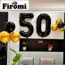 FIROMI 50 Number Balloons Black Big Giant Jumbo Mylar Foil 50 Balloon Numbers for 50th Birthday Party Anniversary Decorations 40-inches