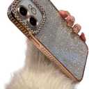Fycyko for iPhone 12 Case Women Girly Glitter Bling Diamond Rhinestones Phone Case Cute Luxury Pretty Plating Sparkle Shiny Shockproof Protective Design for iPhone 12 -Gold