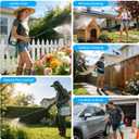 Battery Powered Sprayer 2 Gallon, 7.4V Foldable Electric Pump Sprayer, Weed Sprayer with Waterproof Rechargeable Handle, 5 Mist Nozzles, Retractable Wand, Adjustable Strap for Lawn, Garden, Yard
