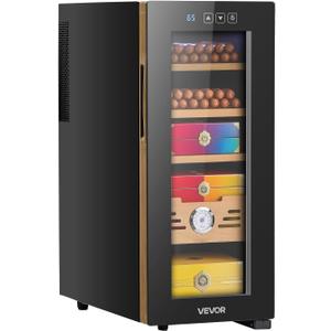 VEVOR Electric Humidor, 33L, 250 Counts Electric Cigar Humidor Cabinet with Cooling Temperature Control, Spanish Cedar Wood Shelves & Drawers, Mechanical Hygrometer, 4 Layers, Cooler for Household