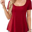 Amoretu Womens Scoop Neck Tshirt Short Sleeve Shirts Swing Tunic Tops Loose Fit (X-Large)