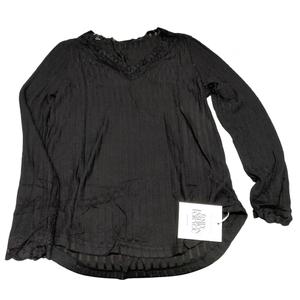 Tankaneo Womens Lace V Neck Tunic Tops Long Sleeve Ribbed Knit Shirts Fall Casual Basic Tees M