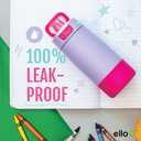 Ello Kids Colby 12oz Stainless Steel Insulated Water Bottle with Straw and Built-In Silicone Coaster Carrying Handle and Leak-Proof Locking Lid for School Backpack, Lunchbox, and Outdoor Sports