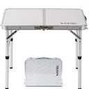 Folding Camp Table Small, 24''L x16''W with Adjustable Height Legs, Indoor Outdoor Lightweight Portable Aluminum Dining Table for Picnic Camping 2-Feet2 Heights 10"/19" (Silver & Sage Gray)