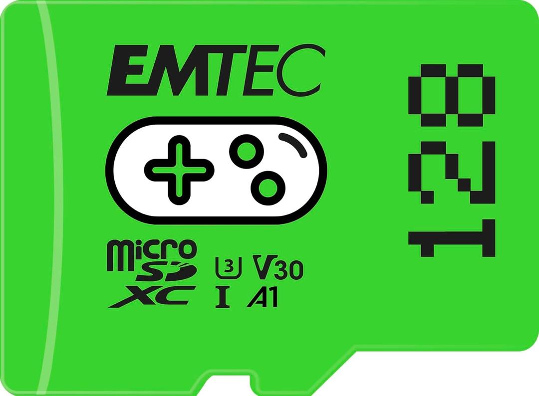 EMTEC Gaming Micro SD Card, MicroSDXC Memory Card for Nintendo-Switch, Wyze, GoPro, Dash Cam, Security Camera, 4K Video Recording, UHS-I A1 U3 V30 C10, up to 100MB/s (128, GB) (Green)