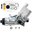 LLANNDER Aluminum Engine Oil Cooler Filter Housing Assembly Compatible with 2011-2021 Chevy Cruze Sonic Trax Buick Encore 1.4L Turbo Replaces 55566784 918-428 55565388 with Gasket, Filter Insert, Cap