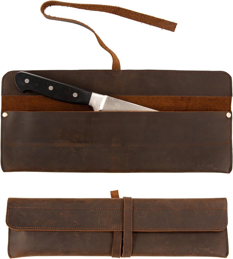 Leather Chef Knife Sheath,Single Chef Knife Case Bag Roll for Traval,Sheaths for Chef's Kitchen knives,Tool Organizer Pouch Culinary Accessories Cooking Tools Roll,Gifts for Men