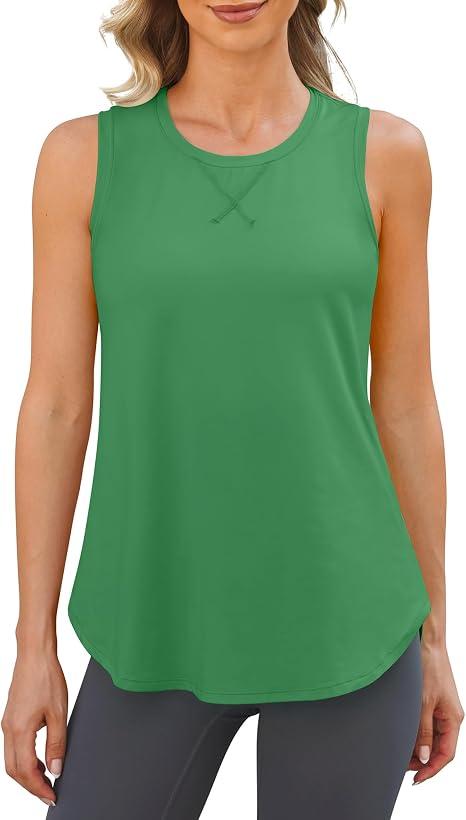 G4Free Gym Tops for Women Athletic Lightweight Racerback Workout Tank Running Shirt Sleeveless Quick Dry Exercise Wear (Forest Green,S)