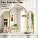 GLASHOM Trifold Vanity Mirror for Bathroom, 36x48 Inch Arched 3 Way Mirror with Gold Metal Frame, Tri fold Decorative Mirror Wall Mounted or Tabletop for Bedroom, Living Room, Makeup, Braiding Hair