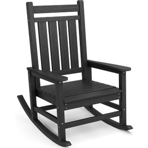SEWALL HDPE Rocking Chair, Oversized Outdoor Rocking Chair for Adults, Patio Rocking Chairs for Porch, Black (1 pack-oversized)